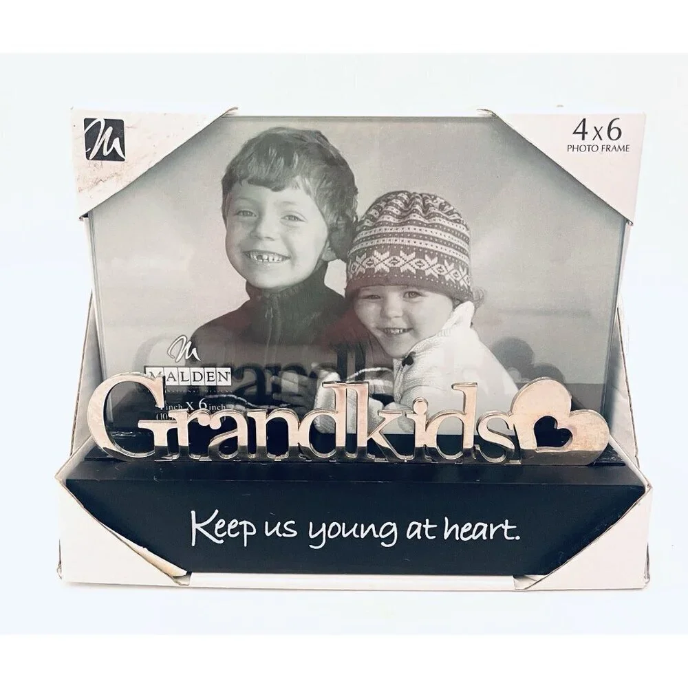 Grandkids Photo Frame 4x6 Picture Shelf Table Desk 3D Glass Grandparents Gift